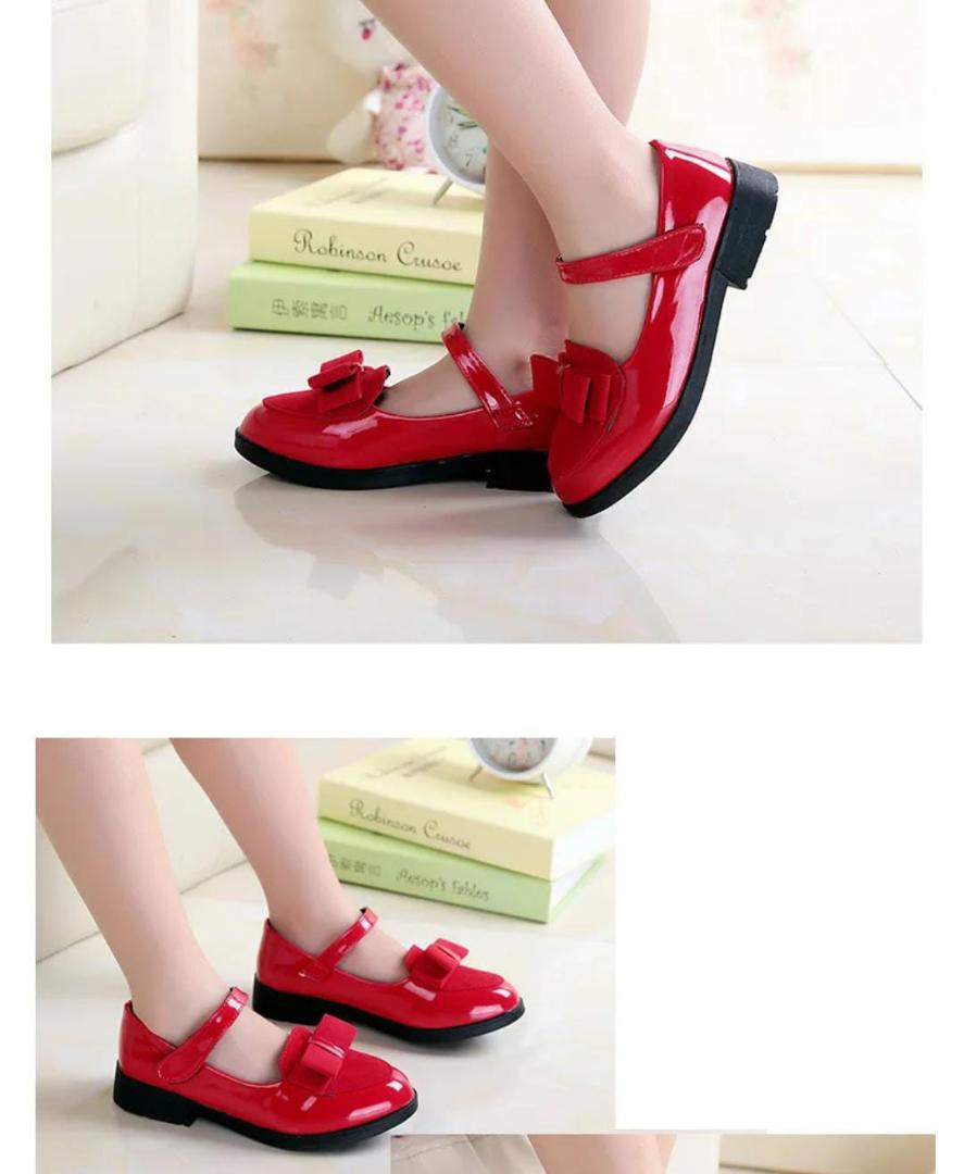 girls leather shoes for children wedding dress princess school shoes kids summer bow-knot black student sandals Korean fashion