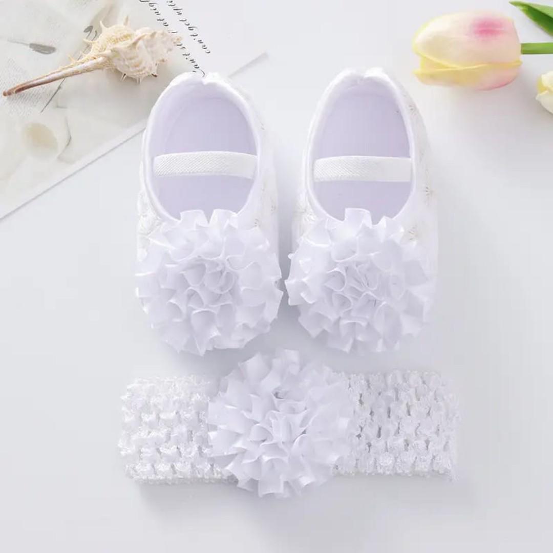 soft newborn baby dress shoes baby girl flowers princess birthday party shoes infant toddler first walkers with head band