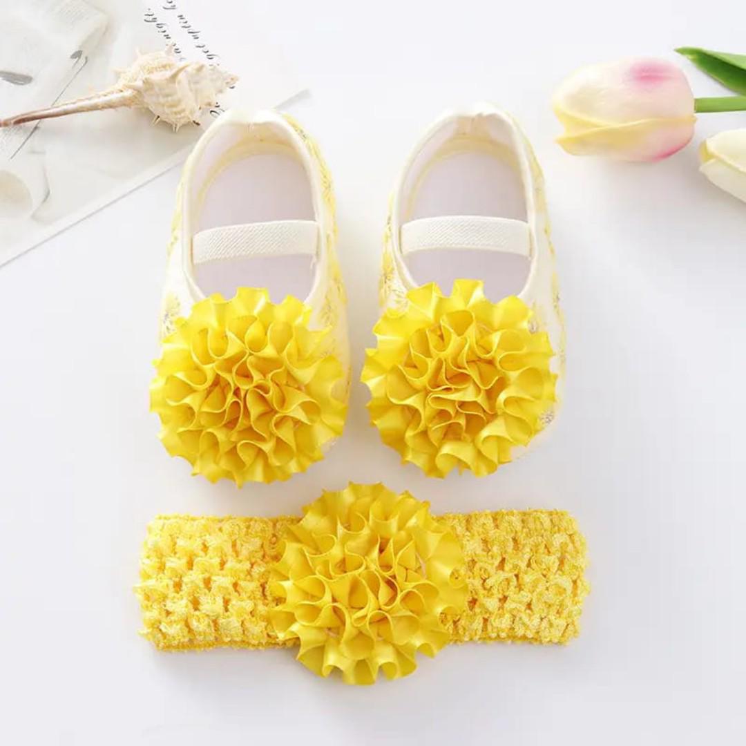 soft newborn baby dress shoes baby girl flowers princess birthday party shoes infant toddler first walkers with head band