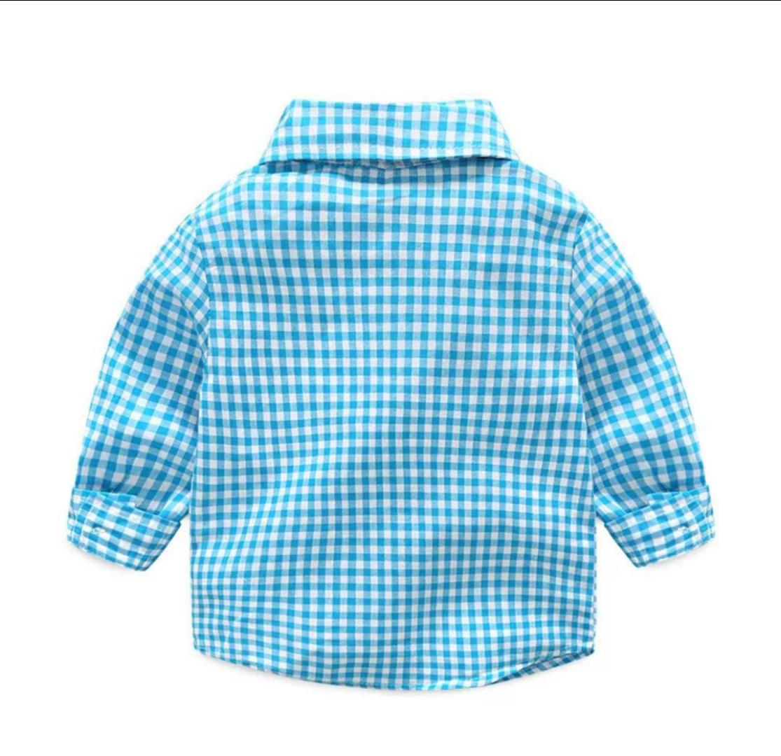 spring cotton gentleman baby boys clothes sets plaid long sleeve top bowtie shirt checked romper suspenders pants outfit Y10695