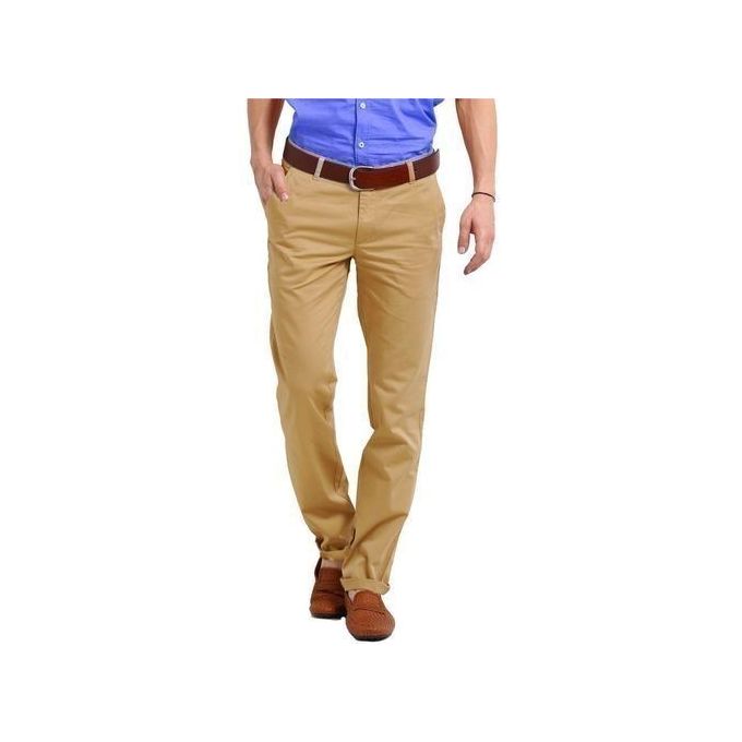 Soft Khaki High quality hard Khaki Men smart casual trousers straight slim fit smart casual, business and official.