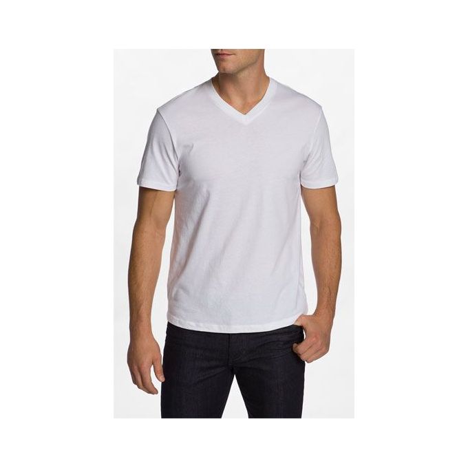 Short Sleeve men T-shirts Round Neck plain white Short-sleeved trendy V neck slim clothes