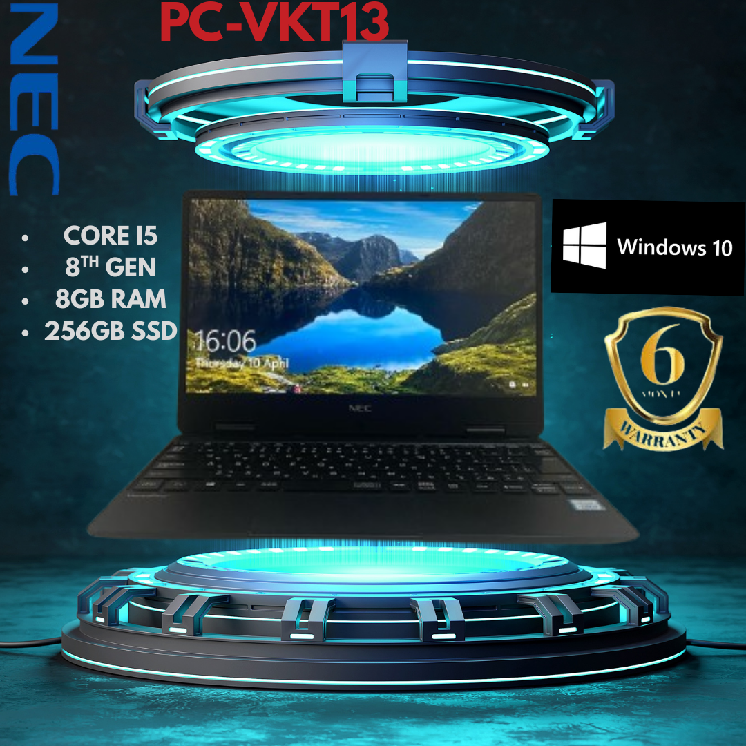 NEC VKT13 laptop, Intel Core i5 8th Gen laptop, 8GB RAM laptop, 256GB SSD laptop, lightweight business laptop, NEC core i5 laptop, refurbished NEC laptop