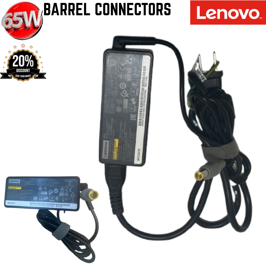 Genuine Lenovo 65W Laptop Charger – A17-065N2A Adapter, 20V 3.25A Slim Yellow Tip