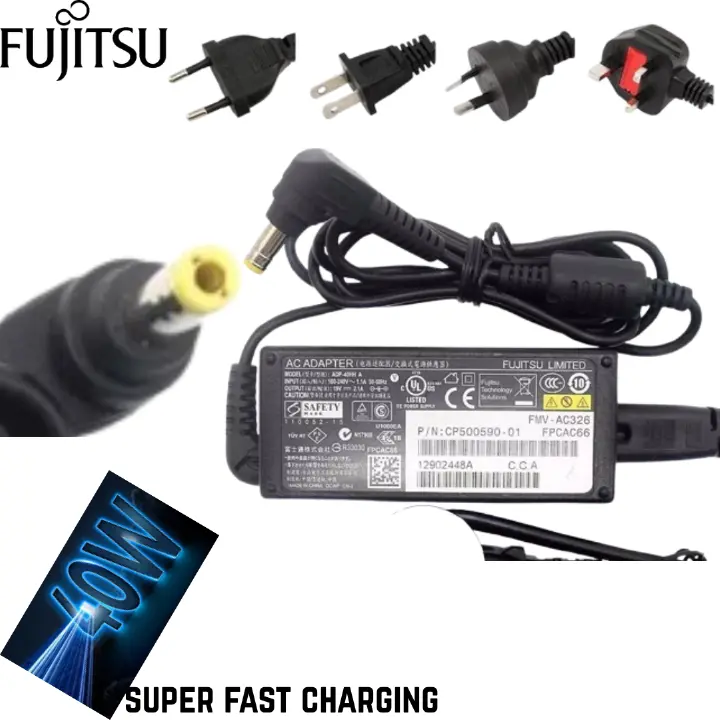 Original Fujitsu AC Power Adapter Charger – Model ADP-40HH A, 40W 19V 2.1A Output, 100-240V Input, 5.5mm x 2.5mm Barrel Connector, Compatible with Fujitsu Lifebook and Other Select Models