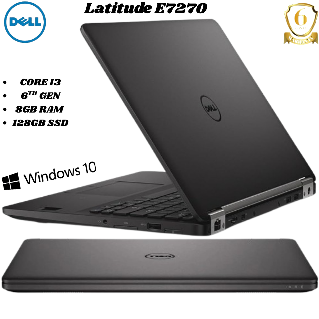 DELL Latitude E7270 | Intel Core i3-6100U | 8GB RAM | 128GB SSD | 12.5" HD Display | Lightweight & Durable Business Laptop