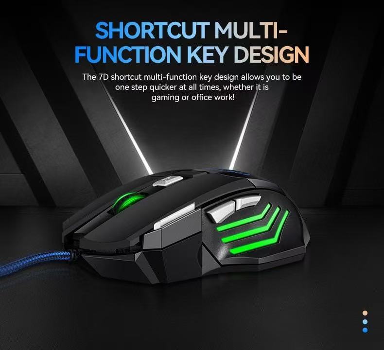 G6 Wired Mouse with 7-Button RGB Lighting, Gaming Mouse with High DPI Sensor (up to 7200 DPI) — Adjustable sensitivity, instantly switching between lightning-fast movement and pixel-level precision.