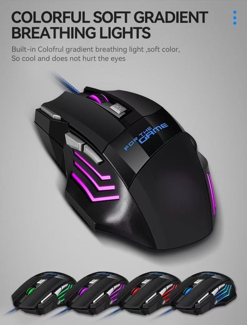 G6 Wired Mouse with 7-Button RGB Lighting, Gaming Mouse with High DPI Sensor (up to 7200 DPI) — Adjustable sensitivity, instantly switching between lightning-fast movement and pixel-level precision.