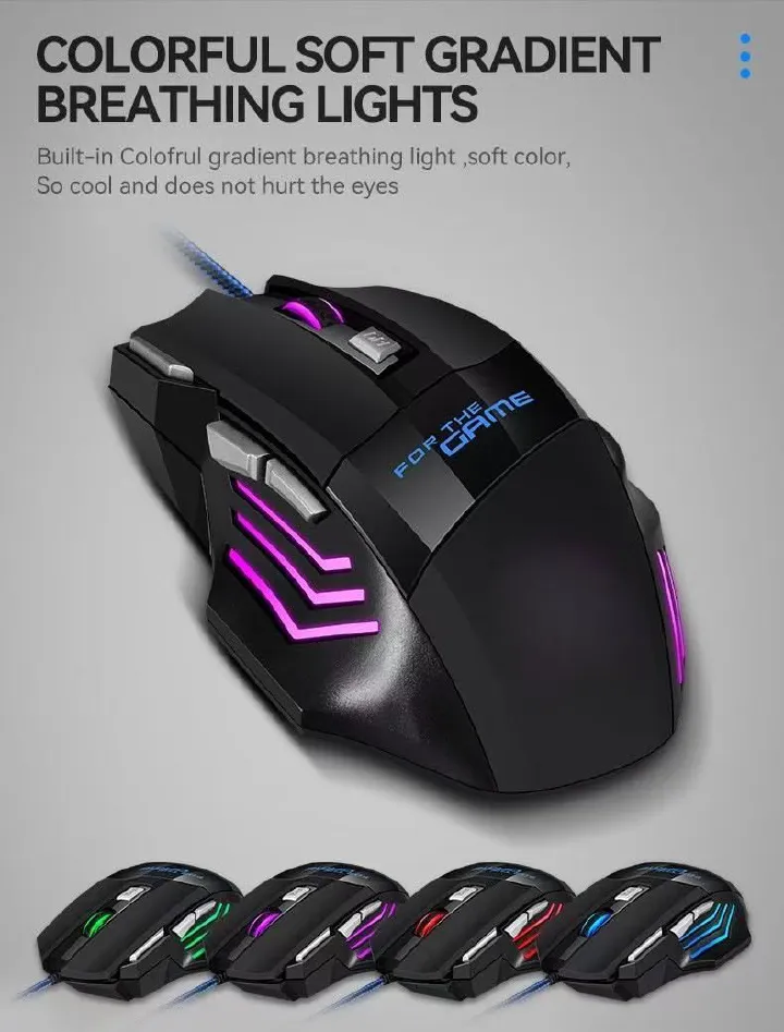 G6 Wired Mouse with 7-Button RGB Lighting, Gaming Mouse with High DPI Sensor (up to 7200 DPI) — Adjustable sensitivity, instantly switching between lightning-fast movement and pixel-level precision.