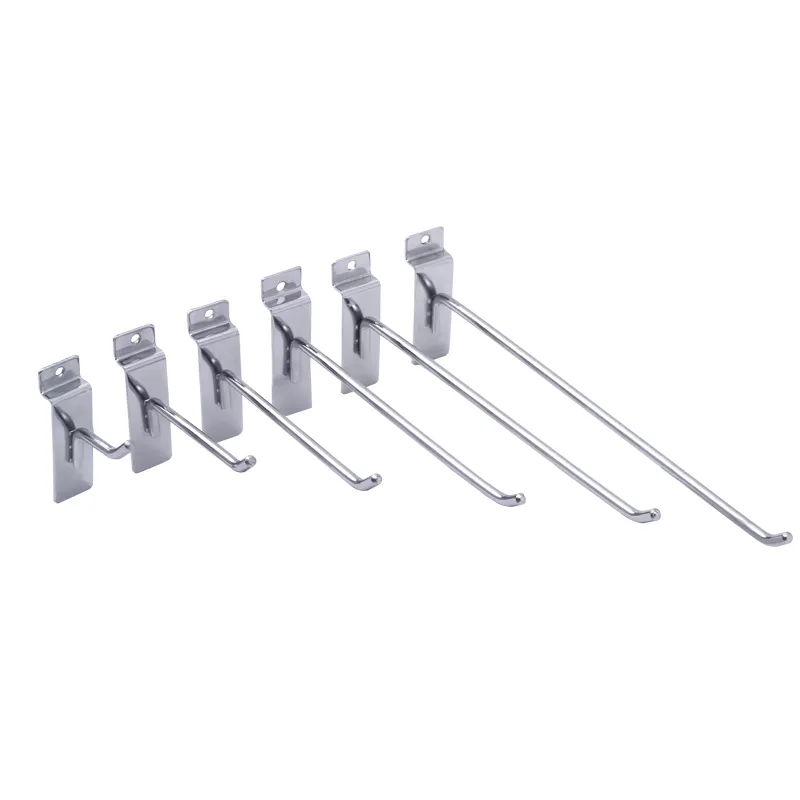 5 Pieces Shop display silvery slat wall display hooks with hanger clothe Silver