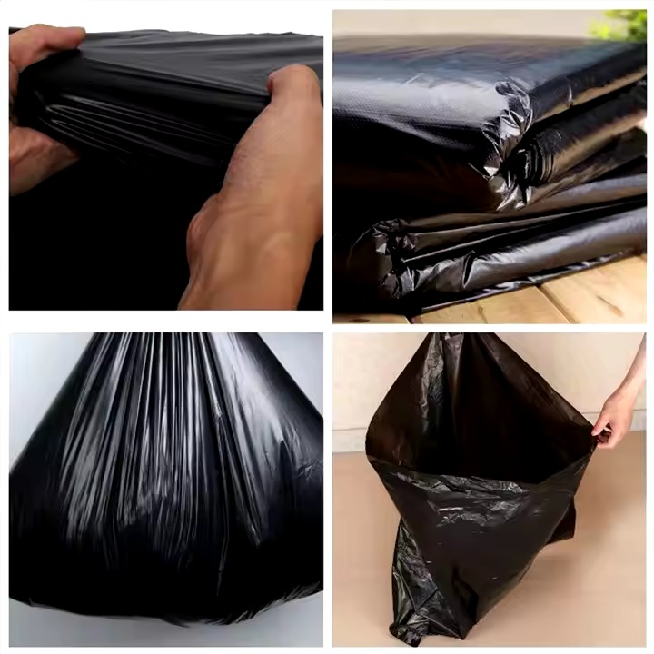 Large Size Bio-degradable Garbage Bags 50 Black Plastic Dustbin Bags | Dustbin Waste Trash Bags for Home, Office, Washroom and Pantry Garbage Bags (60X80 CM)