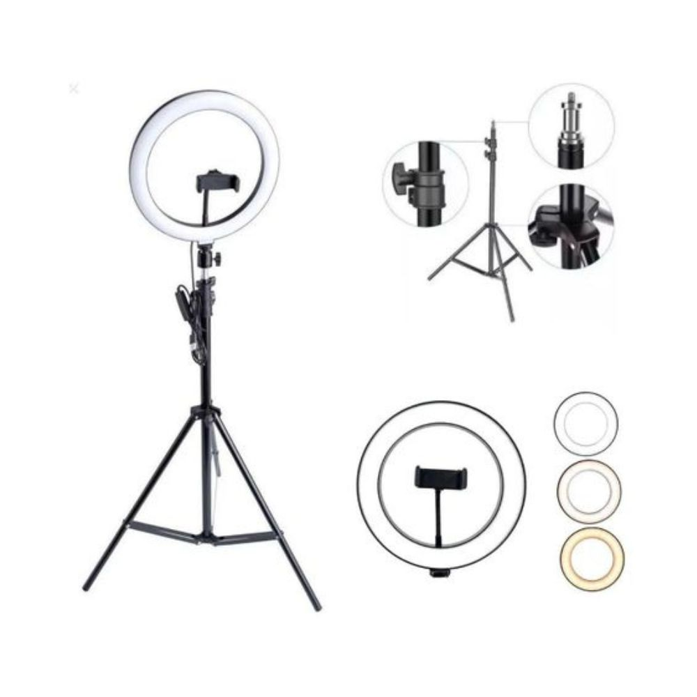 12 Inch Professional Big LED Ring Light Dimmable Lighting with 3 Color Modes for Photo Shoot Video Shoot Live Stream Makeup with 2.1M Tripod Stand Compatible with iPhone Android Phones and Cameras