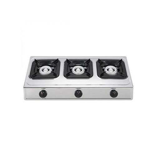Amaze Stainless Steel 3 Burner Table Top Gas Stove-free Hose Pipe