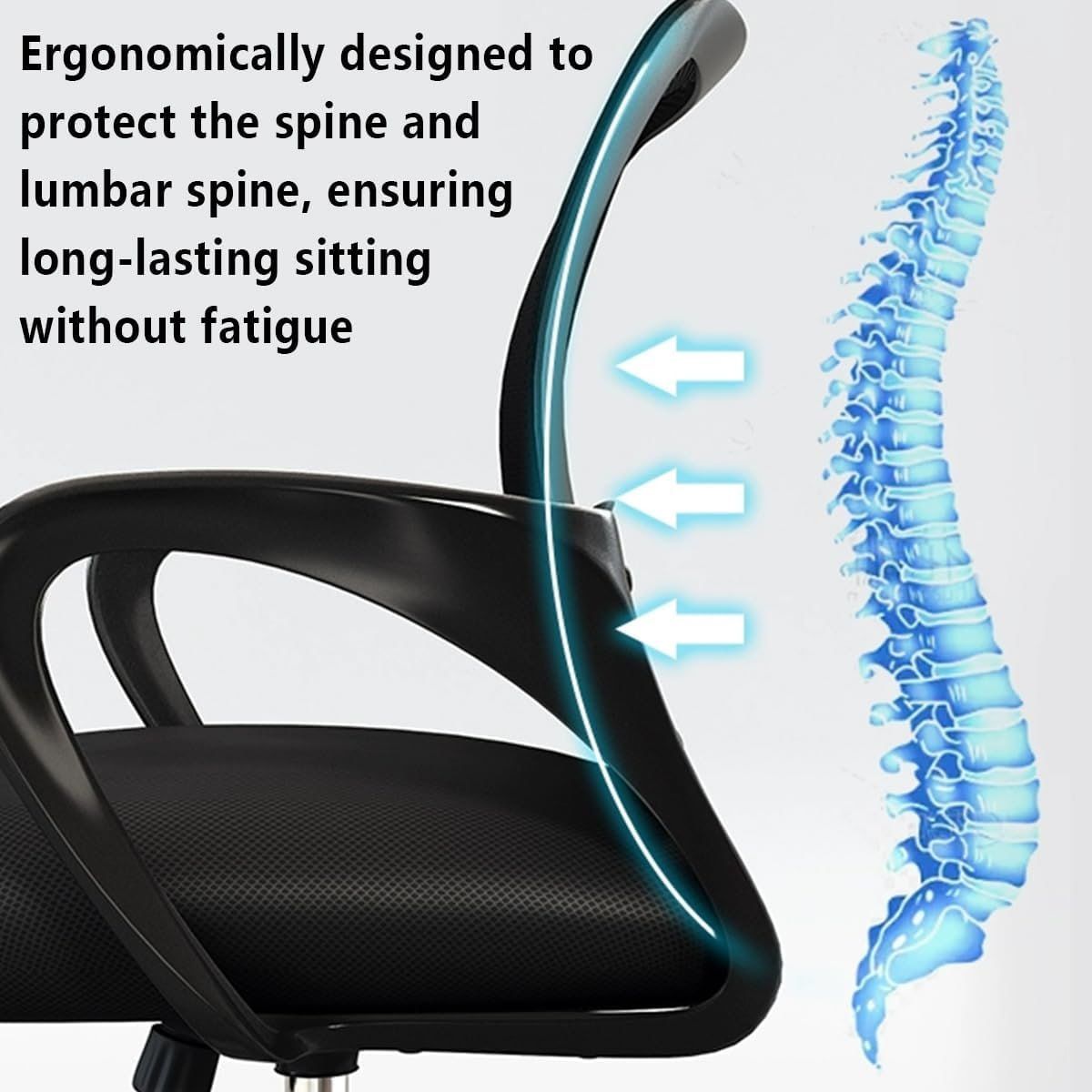 Home Office Chair Ergonomic Desk Chair Mesh Computer Chair with Lumbar Support Armrest Executive Rolling Swivel Adjustable Mid Back Task Chair for Women Adults, Black