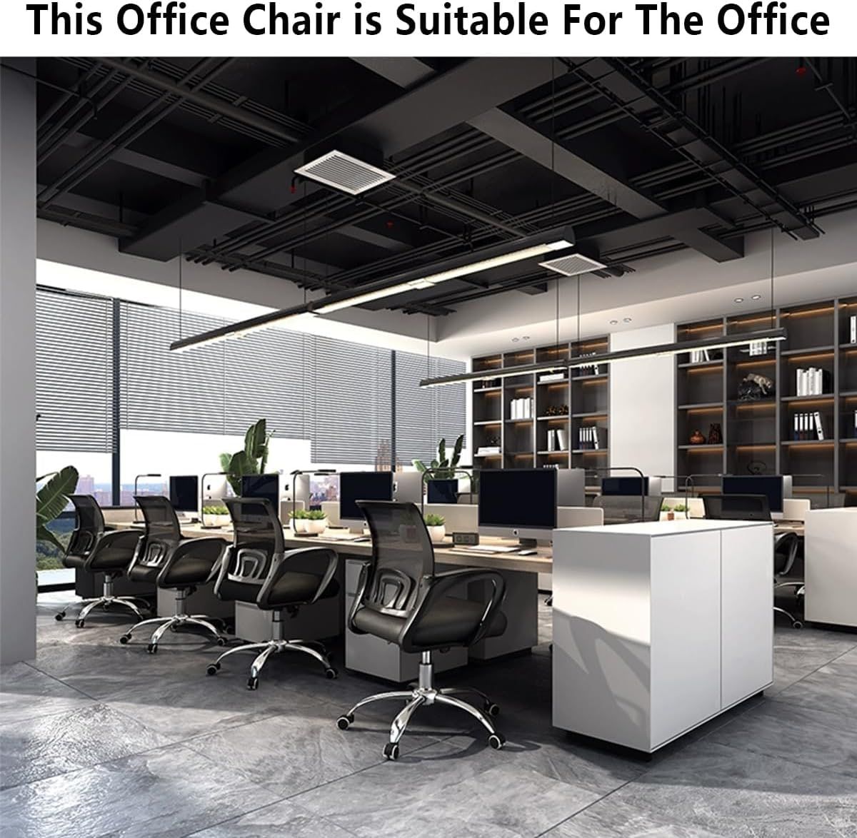 Home Office Chair Ergonomic Desk Chair Mesh Computer Chair with Lumbar Support Armrest Executive Rolling Swivel Adjustable Mid Back Task Chair for Women Adults, Black