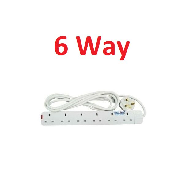 Power King 4/5/6 Way Quality Extension Socket With A 3 Meter Cable