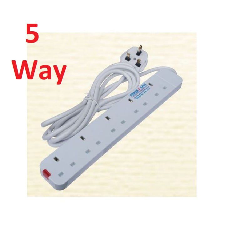 Power King 4/5/6 Way Quality Extension Socket With A 3 Meter Cable