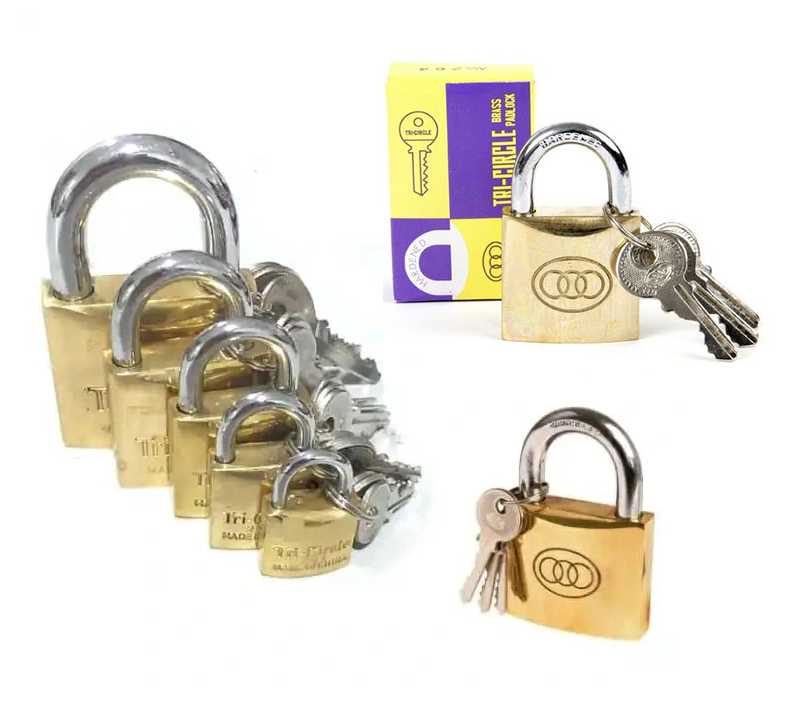 TRI-CIRCLE Brass Padlock - All Sizes (25MM , 32MM, 38MM, 50MM,63MM)