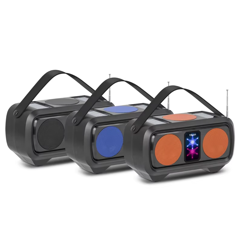Wireless Solar Charging Portable Solar Speaker with FM radio Stereo Bass woofer stereo HIFI Music Player BT Active Speaker