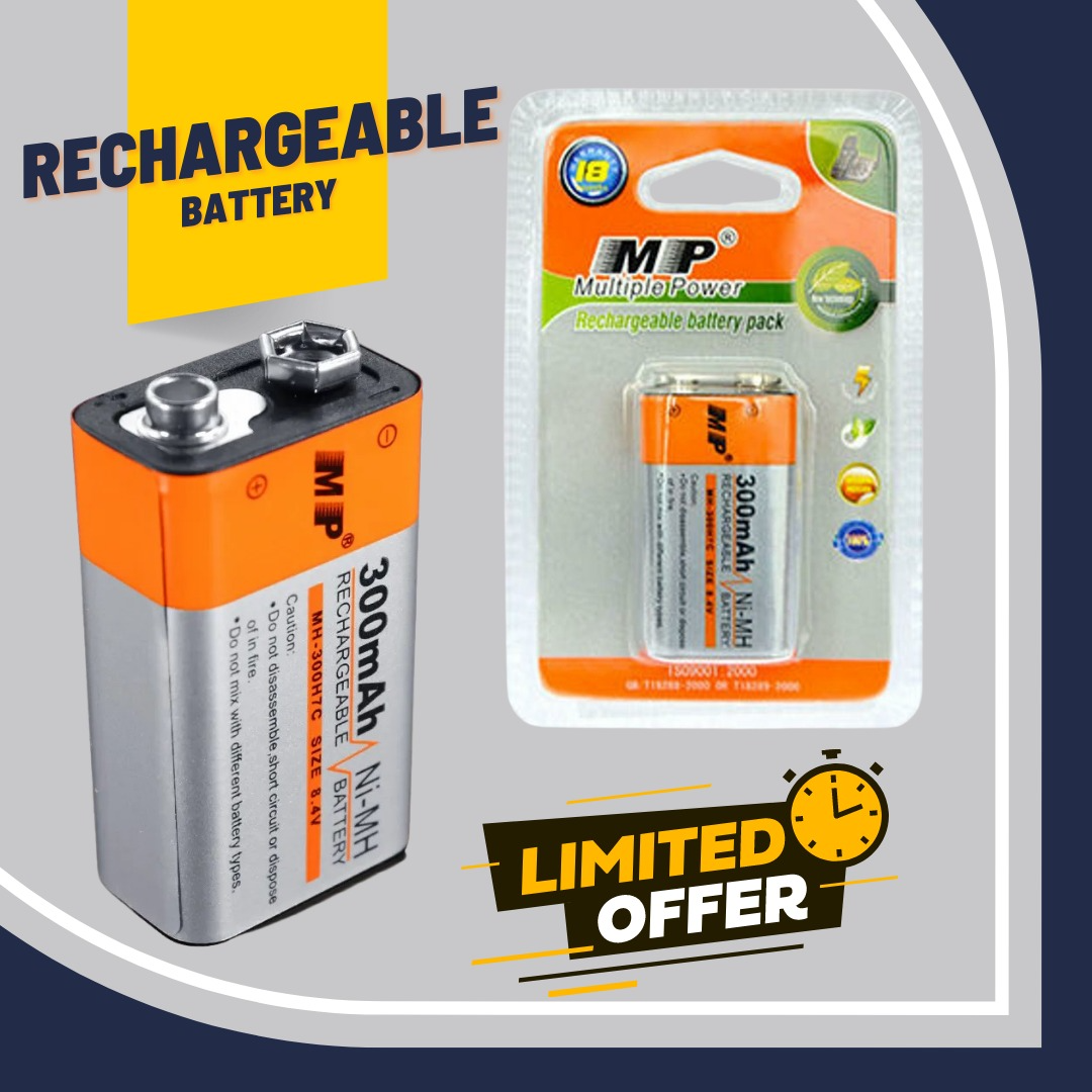 9 Volt Rechargeable battery MP 9v battery 300mAh