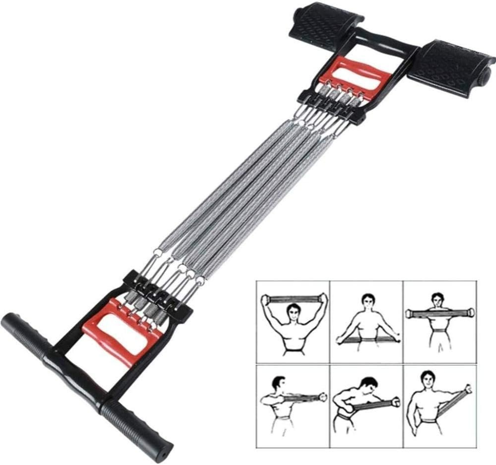 3 in 1 Chest Expander Puller Muscles Exercise Workout Resistance Bands, Chest Developer Spring Expander with Hand Grip and Pedal