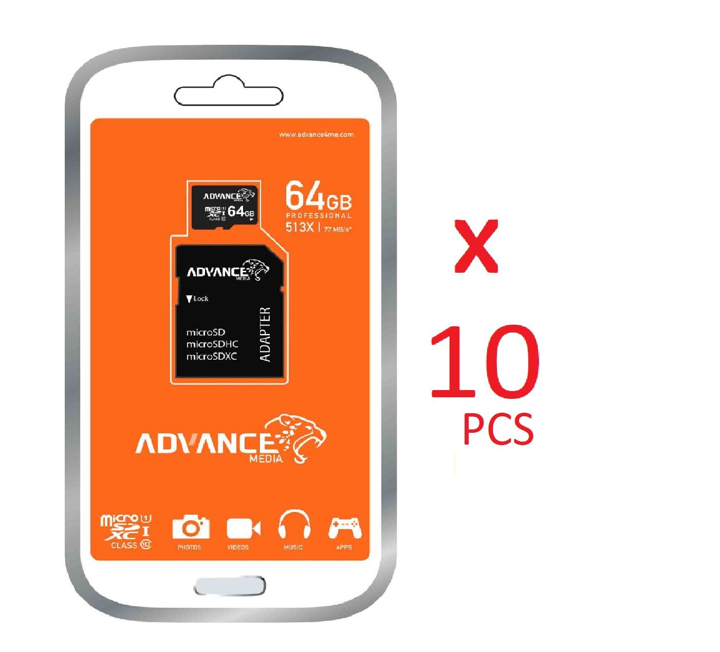 10 PCs (Wholesale Price - 2GB / 4GB / 8GB / 6GB / 32GB / 64GB) ADVANCE microSD Memory Cards for Re-Sale