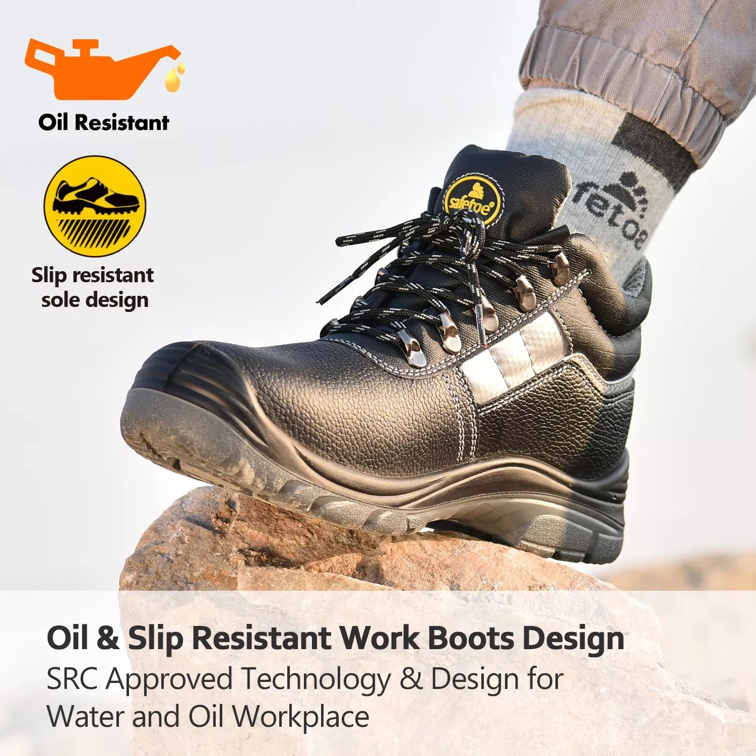 Safetoe Site Black Protective Work Boots