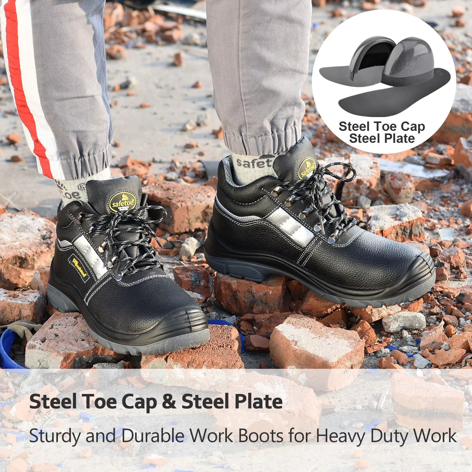 Safetoe Site Black Protective Work Boots