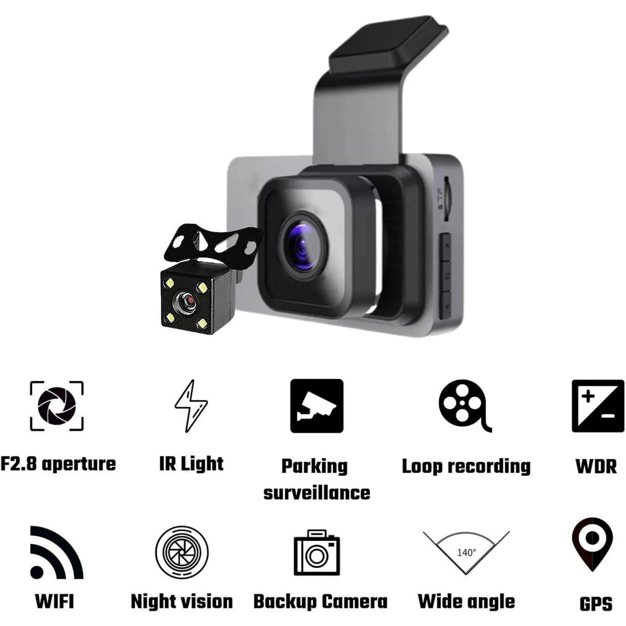 Dashcam, HD Dash Cam, 3" Screen 4K Dual DashCam Front & Rear View, 24/7 Parking Monitor.