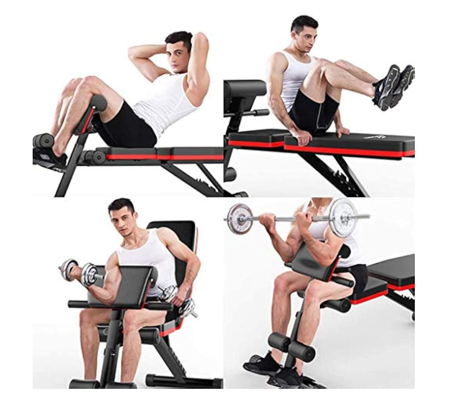 Weight Bench, Adjustable Workout Bench Press 800lbs Flat Incline Decline Utility Bench Sit Up Exercise Bench for Home Gym Strength Training Full Body Workout