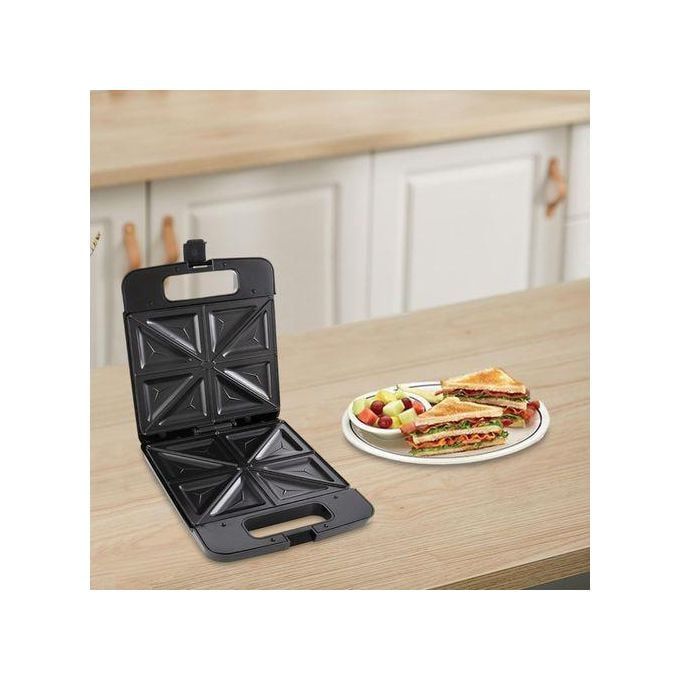 Heavy Duty 2 In 1 Sandwich Maker And Toaster Non-Stick Plates, Locking Lid, Cool Touch Handle & Cord Storage. Ideal for Breakfast. Easy to Clean
