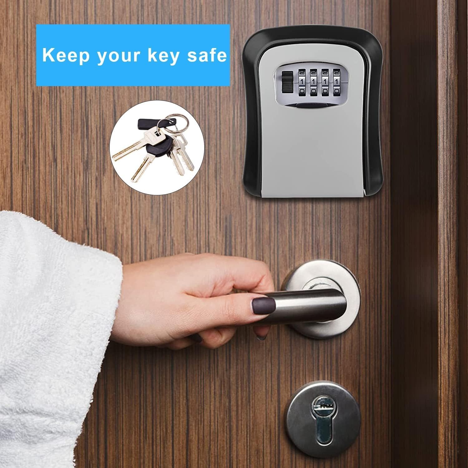 Key Safe Wall Mounted, Key Lock Box Outdoor, Combination Key Safe Lock Box, Waterproof and Security Key Lockbox, Key Cabinet Key Safe Outside for Garage School Elderly Parents Spare House Key Storage
