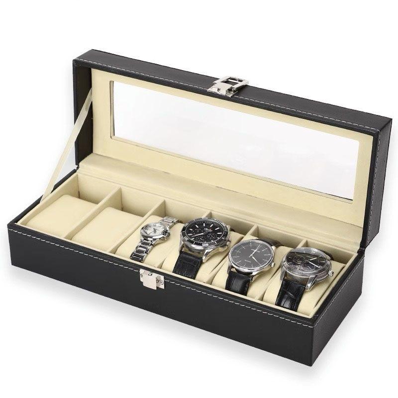 6 Slot PU Leather Watch Storage/ Display Case Organizer Gift Box