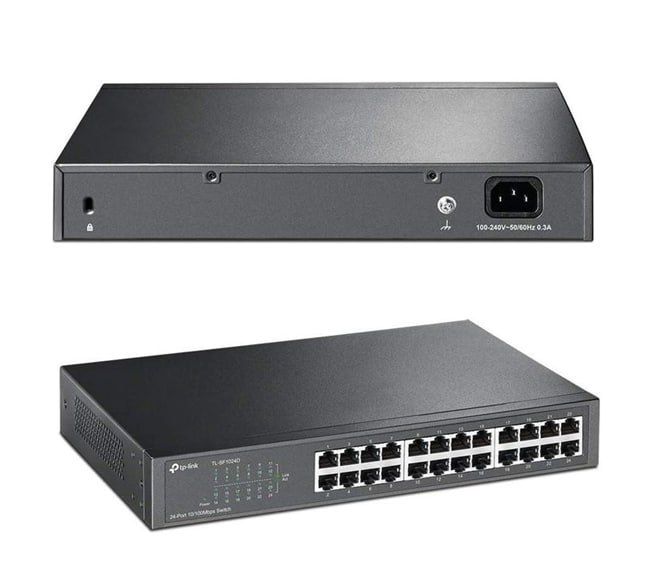 Rackmount TP Link 24 Port 10/100Mbps Fast Ethernet Switch, Plug & Play, Shielded Ports, Fanless, Unmanaged (TL-SF1024D)