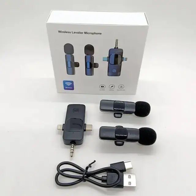 Dual Wireless 3-in-1 Microphone for iPhone, iPad, Android, Camera, Mini Microphones USB C