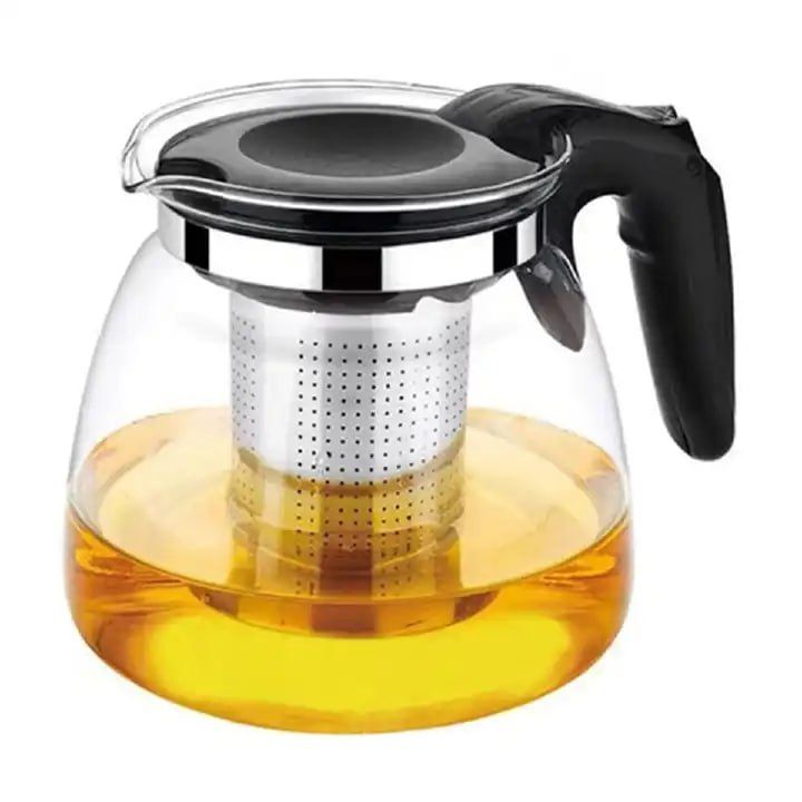 High Quality Heat Resistant Borosilicate Kitchen Glass Tea Pot with Sieve - for Brewing Loose Leaf Tea, Herbal Infusions, or Daily Tea Serving