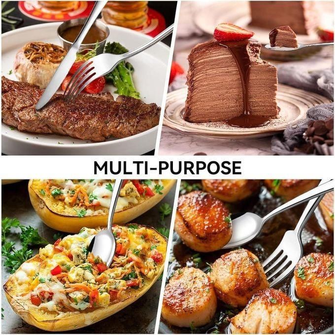 Cutlery Set with Cutlery Stand, Stainless Steel Flatware, 24 Piece Set for Home Kitchen Restaurant Hotel Dinner (Color : Silver)