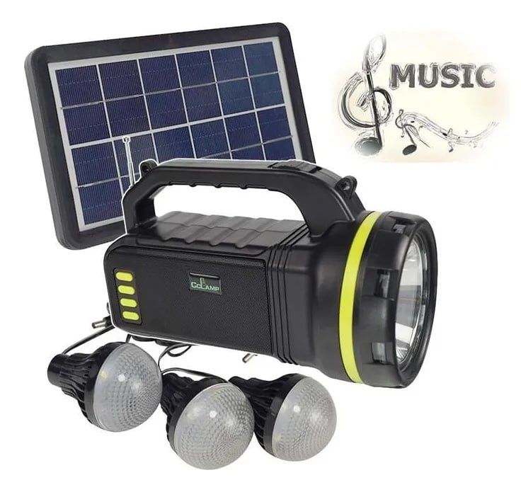 10W High Power Solar Flash Lamp In-Build FM Radio, TF Card Player, USB Phone Charging for Solar Lighting
