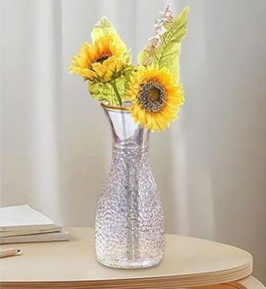 26cm Long Gold Brim Glass Flower Vase for Home Decor- 9cm Diameter