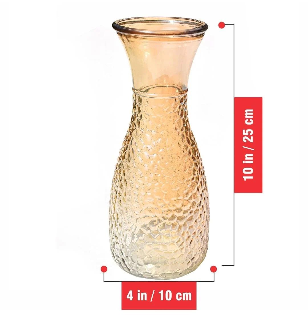 26cm Long Gold Brim Glass Flower Vase for Home Decor- 9cm Diameter