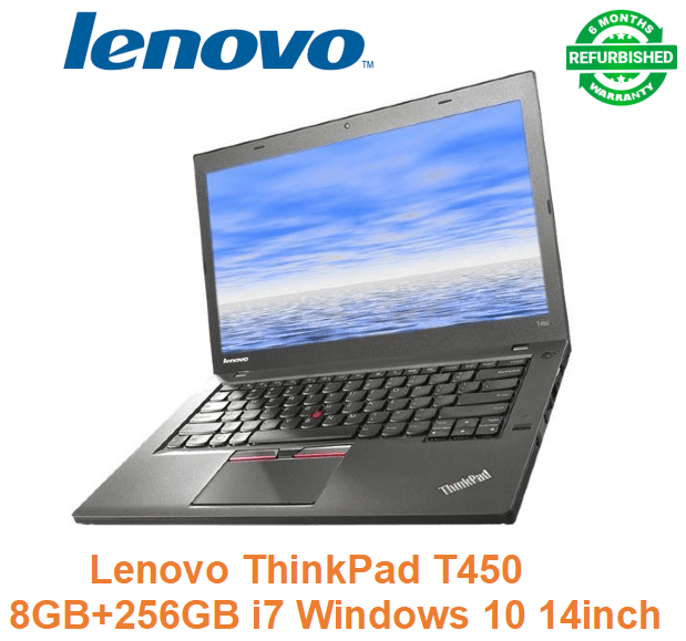 Refurbished Laptop Lenovo ThinkPad T450 Core i7 4th Gen 8GB+256GB SSD+14" Windows 10 Refurbished Lenovo Laptops Notebook Computer