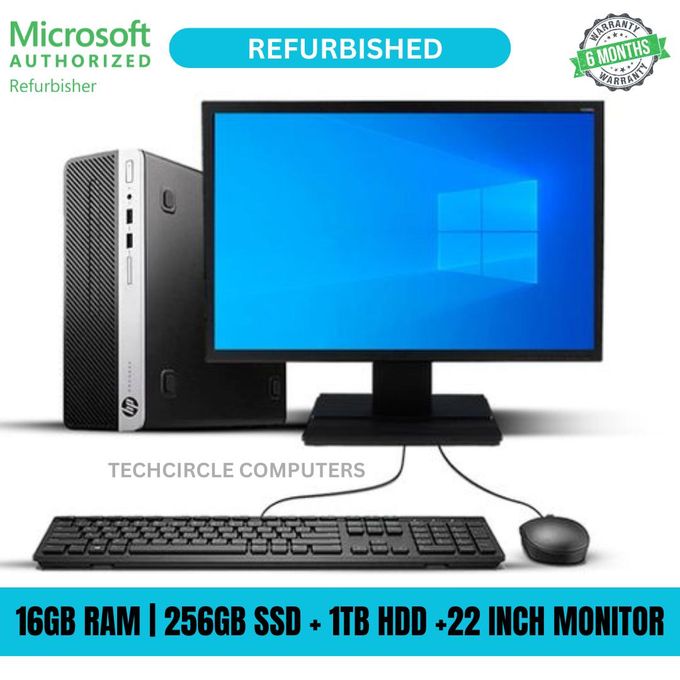 HP Refurbished ProDesk 400 G5 Core I5 8GB 500GB SSD 8TH Gen Business SFF Desktop CPU + 20 Inch Monitor (6 Months WRTY)