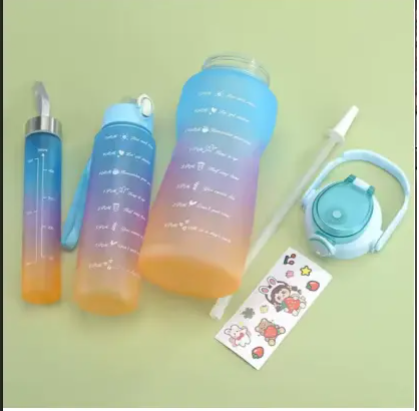 3 in 1 Motivational Water Bottles (3 Pack Half Gallon 2L, 900ml, 300ml)- the perfect set for staying hydrated and motivated throughout the day