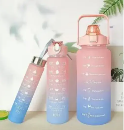 3 in 1 Motivational Water Bottles (3 Pack Half Gallon 2L, 900ml, 300ml)- the perfect set for staying hydrated and motivated throughout the day