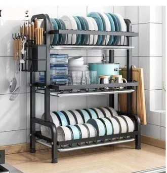 3 Tier High Quality Carbon Steel Dish Rack Utensil Organizer 3 Layers Dish Drainer