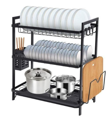3 Tier High Quality Carbon Steel Dish Rack Utensil Organizer 3 Layers Dish Drainer