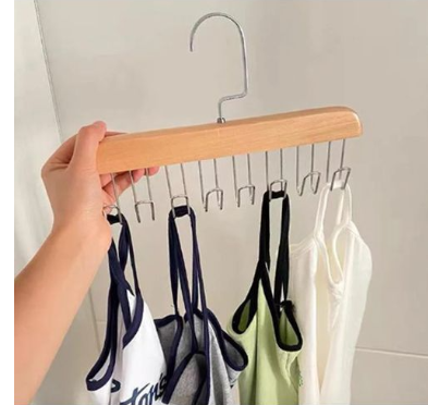 1Pc Wooden Sling Hanger Multi Functional Hooks