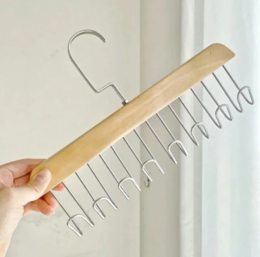 1Pc Wooden Sling Hanger Multi Functional Hooks