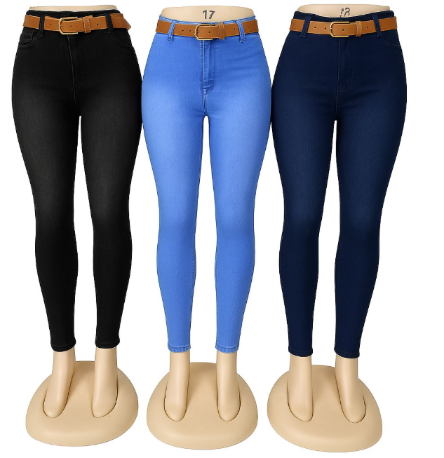 1Pc Ladies Denim Jeans Trouser High Waist Jeans is slim Fitting, Has a Great Stretch and Comfortable to Wear Original Quality (Comes without a belt)
