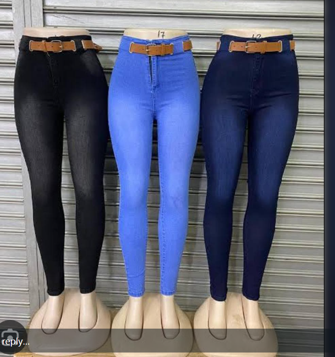 1Pc Ladies Denim Jeans Trouser High Waist Jeans is slim Fitting, Has a Great Stretch and Comfortable to Wear Original Quality (Comes without a belt)